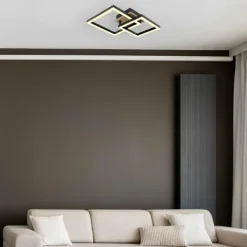 Lampes En Bois-Luminaires Globo Lighting BARD Plafonnier LED Couleur bois, Noir, 1 lumière