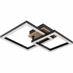 Lampes En Bois-Luminaires Globo Lighting BARD Plafonnier LED Couleur bois, Noir, 1 lumière