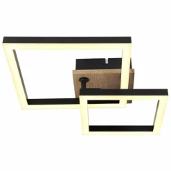Lampes En Bois-Luminaires Globo Lighting BARD Plafonnier LED Couleur bois, Noir, 1 lumière