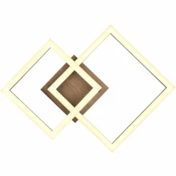 Lampes En Bois-Luminaires Globo Lighting BARD Plafonnier LED Couleur bois, Noir, 1 lumière