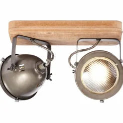 Luminaires Brilliant Barre de spots Brilliant Carmen Wood Acier inoxydable, 2 lumières* Spots Et Projecteurs