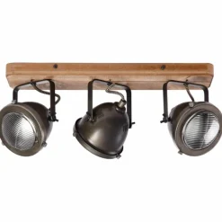 Luminaires Brilliant Barre de spots Brilliant Carmen Wood Acier inoxydable, 3 lumières* Spots Et Projecteurs