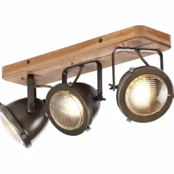 Luminaires Brilliant Barre de spots Brilliant Carmen Wood Acier inoxydable, 3 lumières* Spots Et Projecteurs