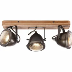 Luminaires Brilliant Barre de spots Brilliant Carmen Wood Acier inoxydable, 3 lumières* Spots Et Projecteurs