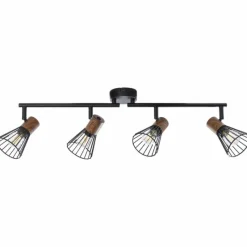 Lampes En Bois-Luminaires Brilliant Barre de spots Brilliant Manama Bois foncé, Noir, 4 lumières