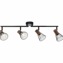 Lampes En Bois-Luminaires Brilliant Barre de spots Brilliant Manama Bois foncé, Noir, 4 lumières