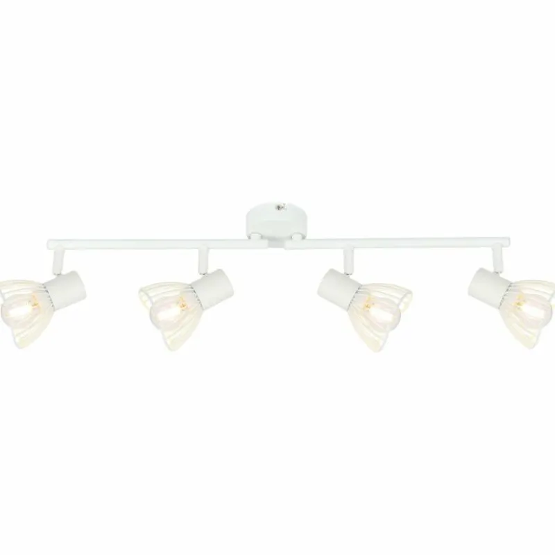 Luminaires Rustiques-Luminaires Brilliant Barre de spots Brilliant Elhi Blanc, 4 lumières