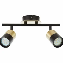Luminaires Brilliant Barre de spots Brilliant Maribel Laiton, Noir, 2 lumières* Spots Et Projecteurs