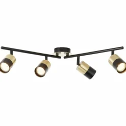 Luminaires Brilliant Barre de spots Brilliant Maribel Laiton, Noir, 4 lumières* Spots Et Projecteurs