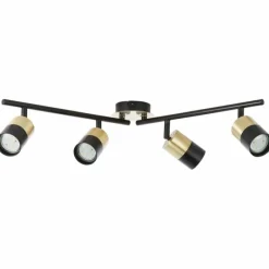 Luminaires Brilliant Barre de spots Brilliant Maribel Laiton, Noir, 4 lumières* Spots Et Projecteurs