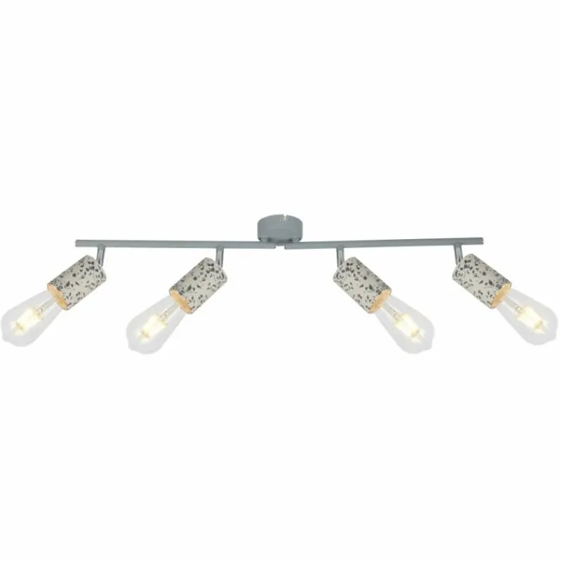 Lampes Vintages & Rétros-Luminaires Globo Lighting Barre de spots Globo FLECKI Gris, 4 lumières