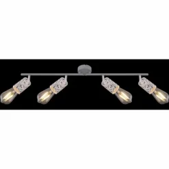 Lampes Vintages & Rétros-Luminaires Globo Lighting Barre de spots Globo FLECKI Gris, 4 lumières