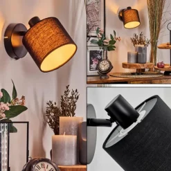 Lampes En Tissu-hofstein Bassagoda Applique murale, Spot mural Noir, 1 lumière