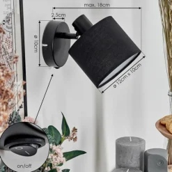 Lampes En Tissu-hofstein Bassagoda Applique murale, Spot mural Noir, 1 lumière