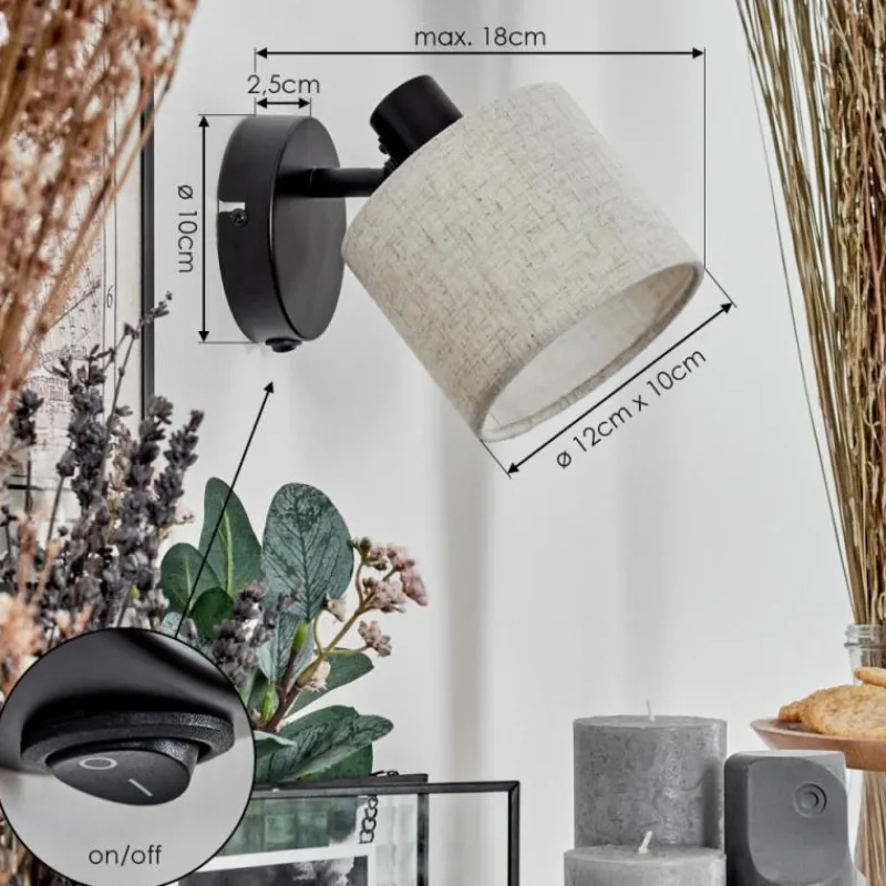 Lampes En Tissu-hofstein Bassagoda Applique murale, Spot mural Noir, 1 lumière