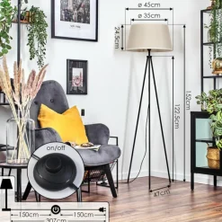 Lampes En Tissu-hofstein Bassagoda Lampadaire beige, Blanc, 1 lumière