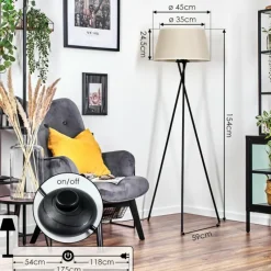 Lampes En Tissu-hofstein Bassagoda Lampadaire beige, Blanc, 1 lumière