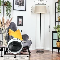 Lampes En Tissu-hofstein Bassagoda Lampadaire beige, Blanc, 1 lumière