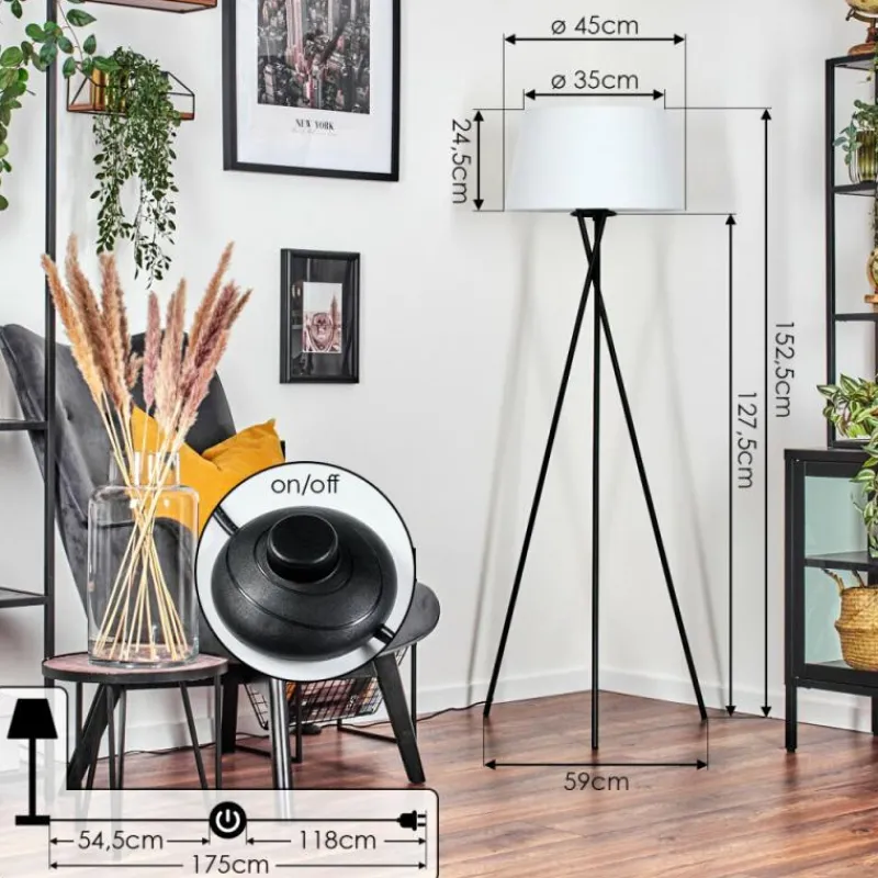 Lampes En Tissu-hofstein Bassagoda Lampadaire Blanc, 1 lumière