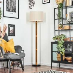 Lampes En Tissu-hofstein Bassagoda Lampadaire Brun, Écru, Noir, 1 lumière