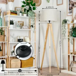 Lampes En Tissu-hofstein Bassagoda Lampadaire Écru, 1 lumière