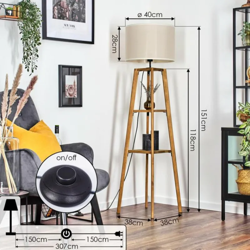 Lampes En Tissu-hofstein Bassagoda Lampadaire Écru, 1 lumière