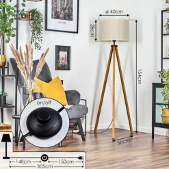 Lampes En Tissu-hofstein Bassagoda Lampadaire Écru, 1 lumière