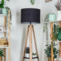 Lampes En Tissu-hofstein Bassagoda Lampadaire Écru, Noir, 1 lumière