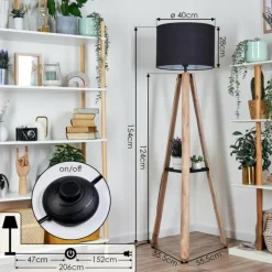 Lampes En Tissu-hofstein Bassagoda Lampadaire Écru, Noir, 1 lumière