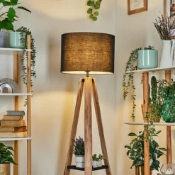 Lampes En Tissu-hofstein Bassagoda Lampadaire Écru, Noir, 1 lumière