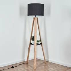 Lampes En Tissu-hofstein Bassagoda Lampadaire Écru, Noir, 1 lumière