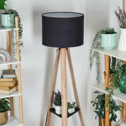 Lampes En Tissu-hofstein Bassagoda Lampadaire Écru, Noir, 1 lumière