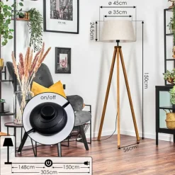 Lampes En Tissu-hofstein Bassagoda Lampadaire Écru, 1 lumière