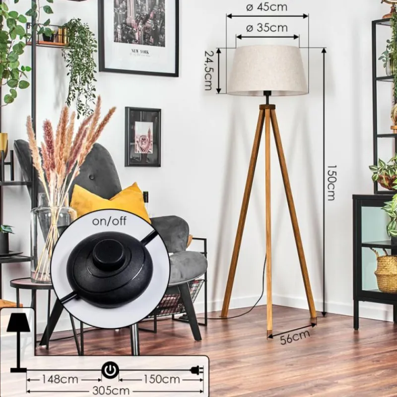 Lampes En Tissu-hofstein Bassagoda Lampadaire Écru, 1 lumière