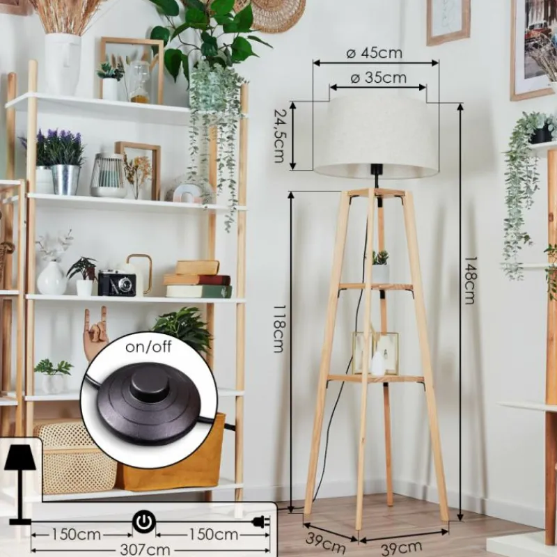 Lampes En Tissu-hofstein Bassagoda Lampadaire Écru, 1 lumière