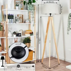 Lampes En Tissu-hofstein Bassagoda Lampadaire Écru, 1 lumière