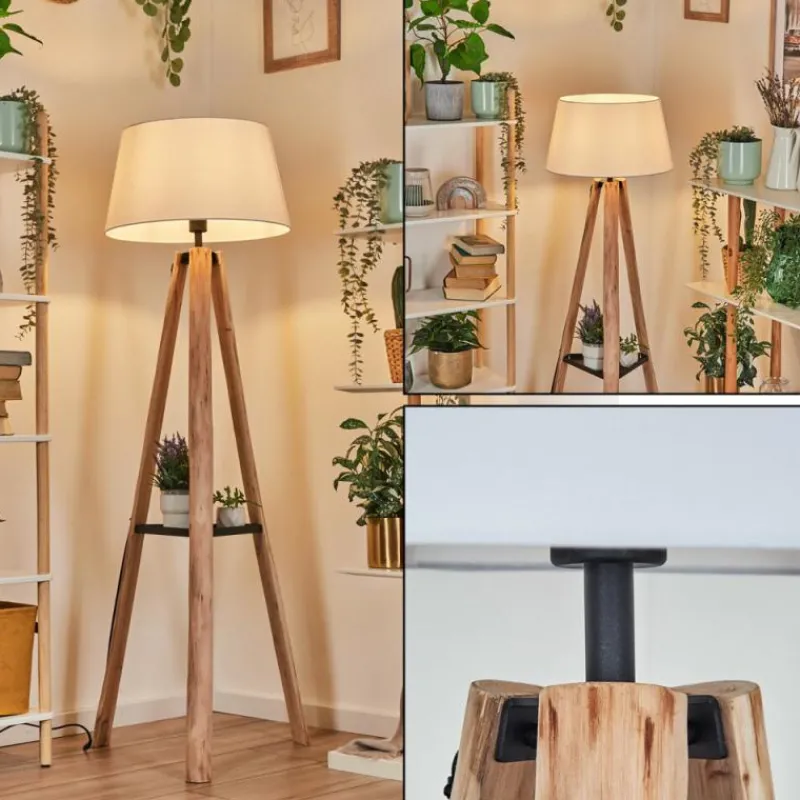 Lampes En Tissu-hofstein Bassagoda Lampadaire Écru, Noir, 1 lumière