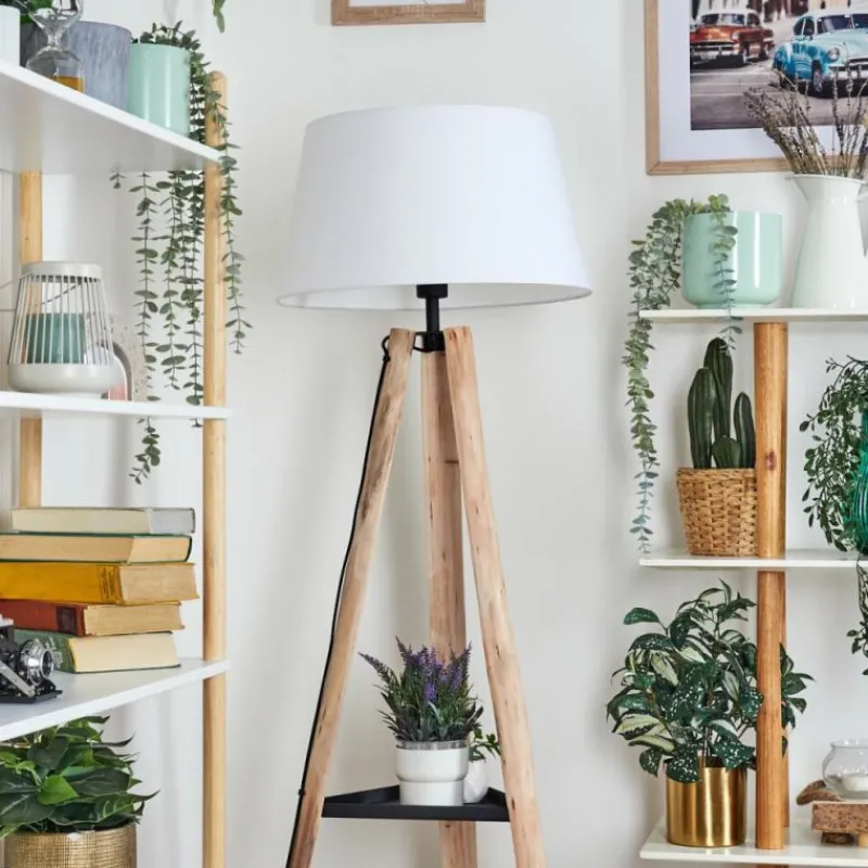 Lampes En Tissu-hofstein Bassagoda Lampadaire Écru, Noir, 1 lumière