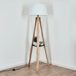 Lampes En Tissu-hofstein Bassagoda Lampadaire Écru, Noir, 1 lumière