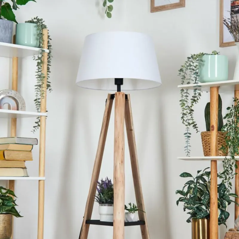 Lampes En Tissu-hofstein Bassagoda Lampadaire Écru, Noir, 1 lumière