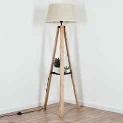 Lampes En Tissu-hofstein Bassagoda Lampadaire Écru, Noir, 1 lumière