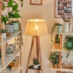 Lampes En Tissu-hofstein Bassagoda Lampadaire Écru, Noir, 1 lumière