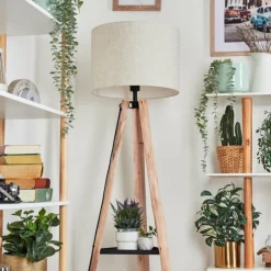 Lampes En Tissu-hofstein Bassagoda Lampadaire Écru, Noir, 1 lumière