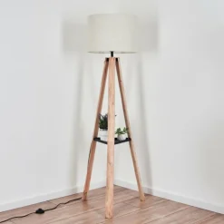 Lampes En Tissu-hofstein Bassagoda Lampadaire Écru, Noir, 1 lumière