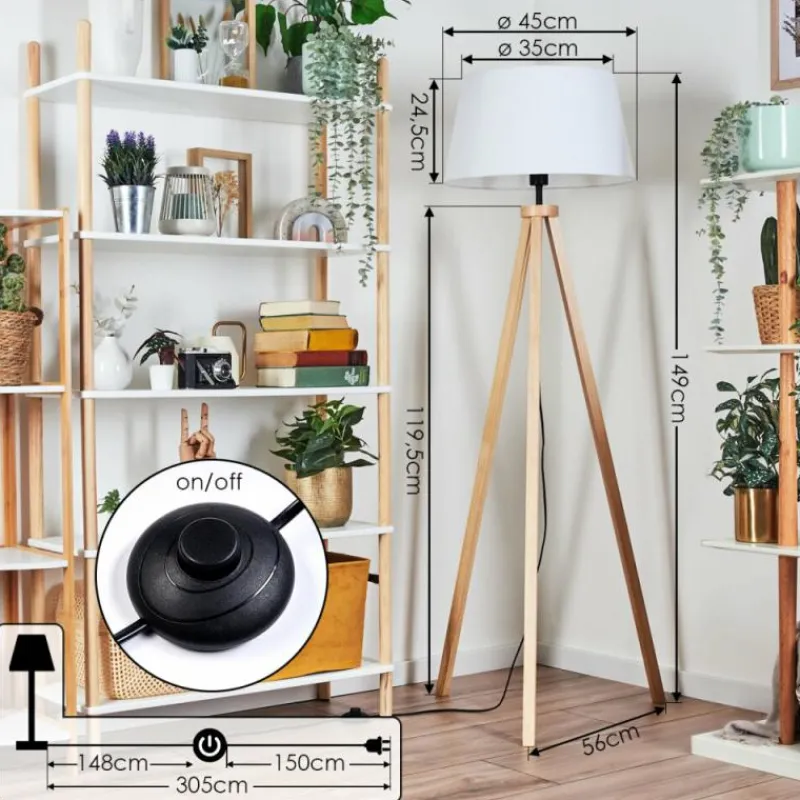 Lampes En Tissu-hofstein Bassagoda Lampadaire Écru, 1 lumière