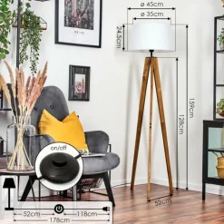 Lampes En Tissu-hofstein Bassagoda Lampadaire Écru, Noir, 1 lumière