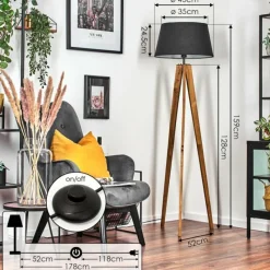 Lampes En Tissu-hofstein Bassagoda Lampadaire Écru, Noir, 1 lumière