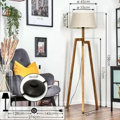 Lampes En Tissu-hofstein Bassagoda Lampadaire Écru, 1 lumière