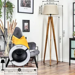 Lampes En Tissu-hofstein Bassagoda Lampadaire Écru, Noir, 1 lumière