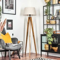 Lampes En Tissu-hofstein Bassagoda Lampadaire Écru, Noir, 1 lumière